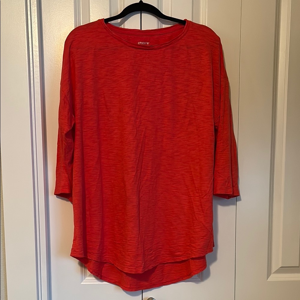 Orange High Low Tunic Top with Relaxed Fit